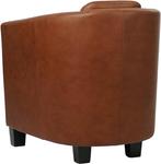 Donkercognac leren landelijke kuipstoel - poot hout zwart -, Huis en Inrichting, Fauteuils, Klassiek, Nieuw, Ophalen of Verzenden