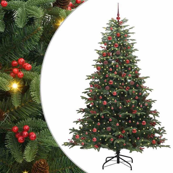 vidaXL Kunstkerstboom Groen 210 cm PVC en Metaal en Plastic, Diversen, Kerst, Nieuw, Verzenden