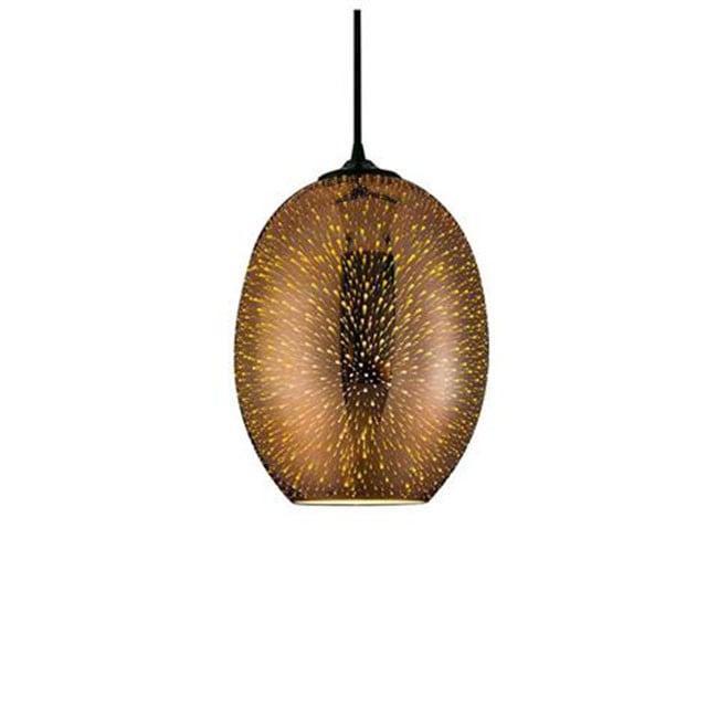 LED Hanglamp 3D - Quanta - Ovaal - Koper Glas - E27, Huis en Inrichting, Lampen | Hanglampen, Nieuw, Glas, Ophalen of Verzenden