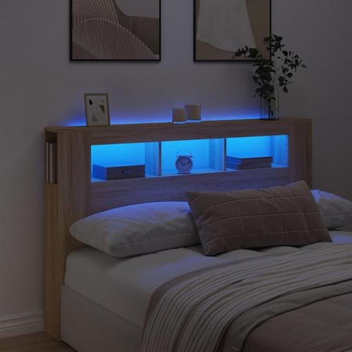 LED Hoofdbord Sonoma Eiken 160cm - OP=OP - Slaapkamer Mak..., Huis en Inrichting, Slaapkamer | Bedden, 160 cm, Bruin, Nieuw, Hout