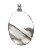 Zilveren blauwe Chalcedoon edelsteen ovaal XL hanger, Verzenden, Nieuw