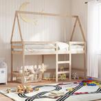 vidaXL Halfhoogslaper met ladder en bedhuis grenenhout, 90 cm, Eenpersoons, Bruin, Verzenden