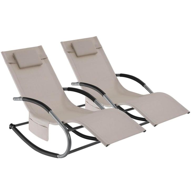 Ligstoel Taya, ergonomisch, schommelfunctie - beige, Set van, Tuin en Terras, Tuinsets en Loungesets, Verzenden