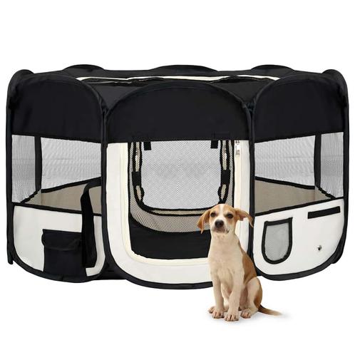vidaXL Hondenren inklapbaar met draagtas 145x145x61 cm zwart, Dieren en Toebehoren, Honden-accessoires, Nieuw, Verzenden