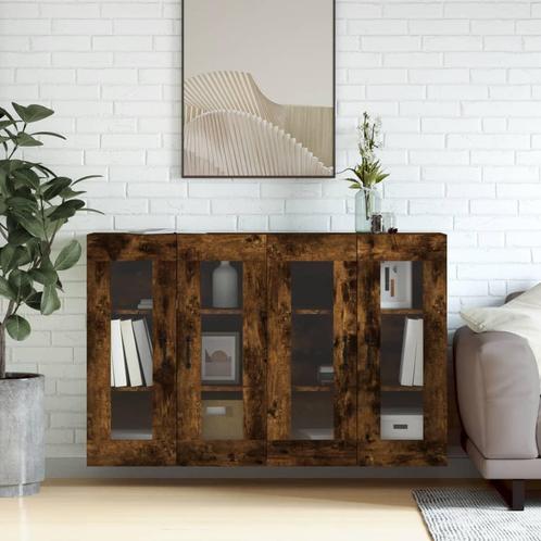 vidaXL Hangkasten 2 st bewerkt hout gerookt eikenkleurig, Huis en Inrichting, Kasten | Buffetkasten, Nieuw, Overige houtsoorten