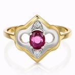 Ring - 18 karaat Geel goud Robijn - Diamant, Nieuw