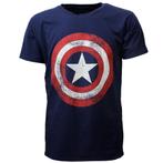 Marvel Comics Captain America Distorted Schild T-Shirt Blauw, Verzenden, Nieuw