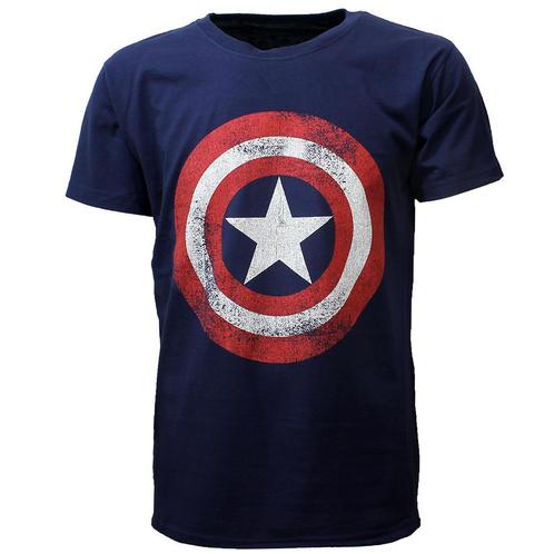 Marvel Comics Captain America Distorted Schild T-Shirt Blauw, Kleding | Heren, T-shirts, Verzenden