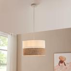 Hanglamp Barton E27 stoffen lampenkap wit en linnenlook lux., Huis en Inrichting, Lampen | Hanglampen, Verzenden, Nieuw