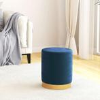 vidaXL Hocker met opbergruimte rond fluweel blauw, Verzenden, Nieuw, Blauw
