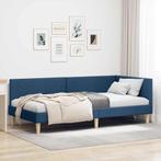 vidaXL Hoekbedframe Blauw 80 x 200 cm Stof en Geïmproviseerd, Huis en Inrichting, Verzenden, Nieuw, Blauw
