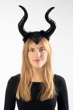 Haarband Lange Zwarte Hoorns Heks Gloss Zwart Glitter Dons D, Kleding | Dames, Ophalen of Verzenden, Nieuw, Carnaval, Accessoires
