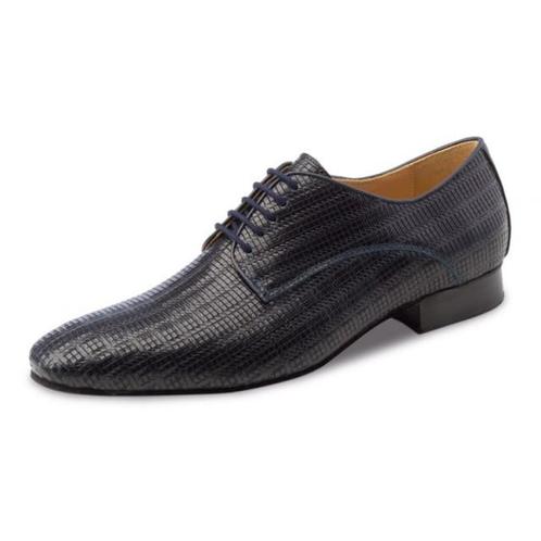 Blauwe Dansschoenen voor Heren - Hak 2 cm - Leer met Patroon, Sport en Fitness, Ballet, Verzenden