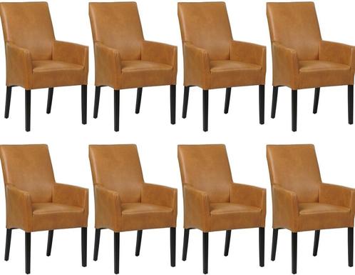 Set van 8 Cognac leren landelijke eetkamerstoelen - Granada, Huis en Inrichting, Stoelen, Vijf, Zes of meer stoelen, Overige kleuren