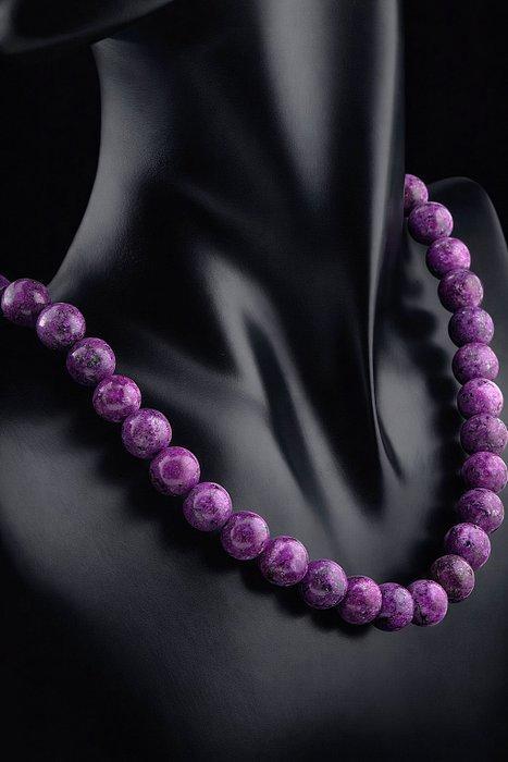 Elegante paarse shungiet kralenketting met 925 zilveren, Antiek en Kunst, Curiosa en Brocante