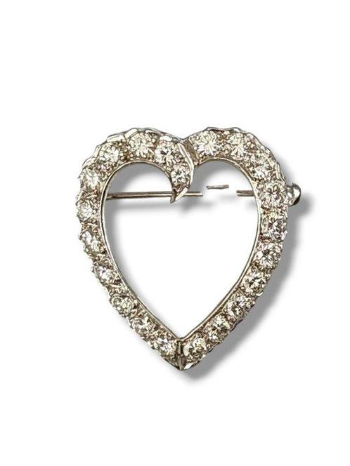 Broche - 18 karaat Witgoud, Antieke 18K gouden en diamanten, Sieraden, Tassen en Uiterlijk, Antieke sieraden