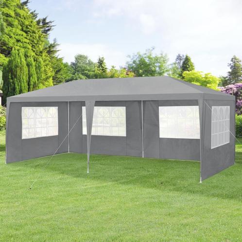 Paviljoen partytent met 6 zijwanden 6x3x2,55 m donkergrijs, Tuin en Terras, Partytenten, Nieuw, Verzenden