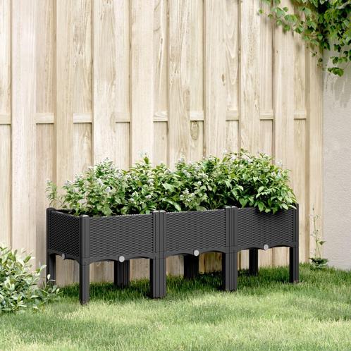 vidaXL Plantenbak met poten 120x40x42 cm polypropeen zwart, Tuin en Terras, Bloempotten, Nieuw, Verzenden