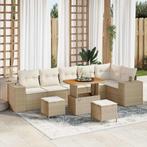 vidaXL Tuin Sofa Set met kussen met opslag 9 pcs Beige en, Tuin en Terras, Verzenden, Nieuw, Rotan