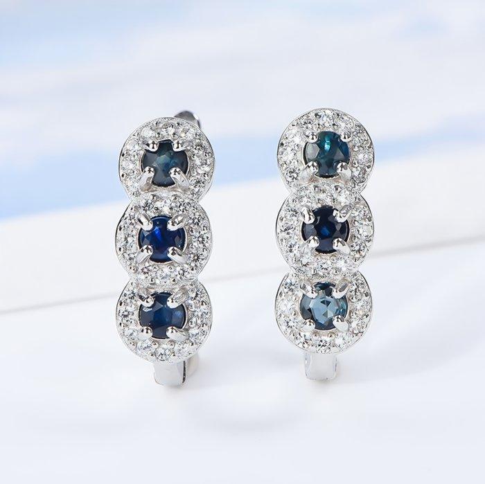 Zonder minimumprijs - Oorbellen Zilver - 0.71ct. tw. Saffier, Sieraden, Tassen en Uiterlijk, Oorbellen