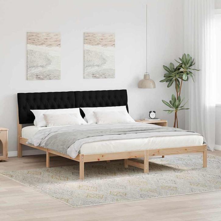 vidaXL Bedframe met Gevoerd Hoofdgedeelte Bruin 180 x 200 cm, Huis en Inrichting, Slaapkamer | Bedden, Bruin, Nieuw, Hout, Verzenden