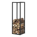 [en.casa] Brandhout rek Tanum houtopslag 35x35x120 cm zwart, Tuin en Terras, Haardhout, Verzenden