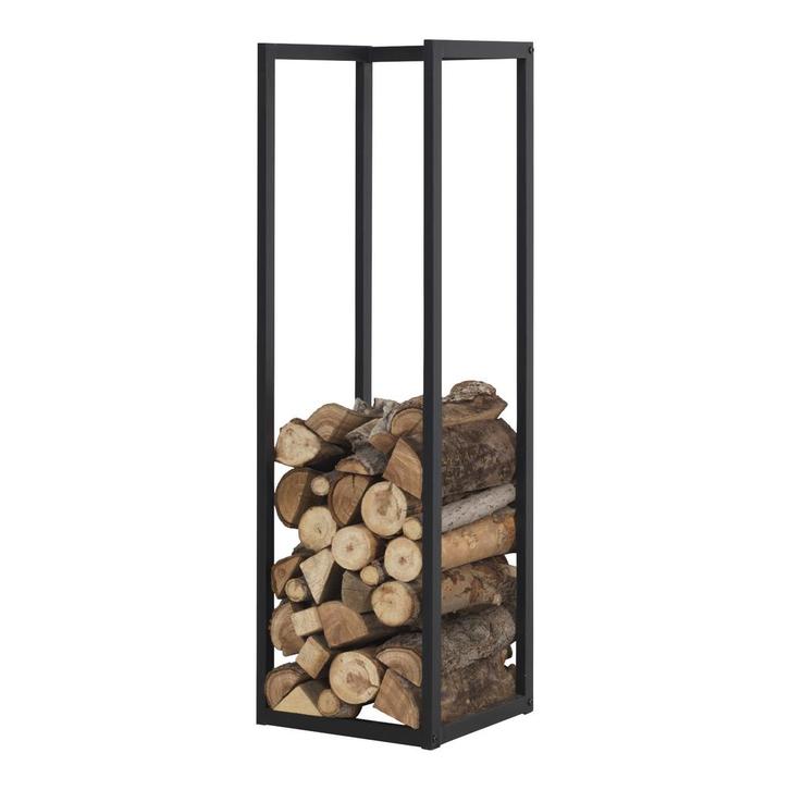 [en.casa] Brandhout rek Tanum houtopslag 35x35x120 cm zwart, Tuin en Terras, Haardhout, Verzenden