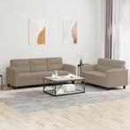 vidaXL 2-delige Loungeset met kussens microvezelstof taupe, Verzenden, Nieuw, Vierpersoons of meer, Stof
