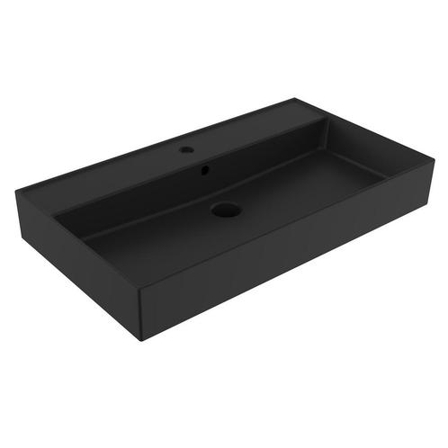 Wastafel Sanilux Edge Keramiek 80 1 Kraangat Mat Zwart, Doe-het-zelf en Verbouw, Sanitair, Overige typen, Nieuw, Ophalen of Verzenden