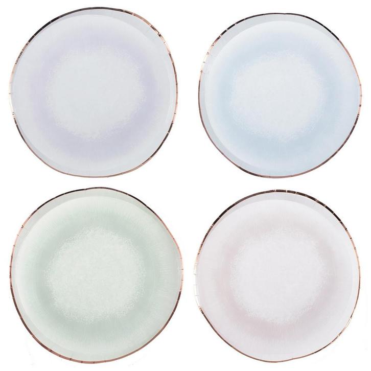 Gekleurde Borden Aquarel Pastel 24cm 8st, Hobby en Vrije tijd, Feestartikelen, Nieuw, Verzenden