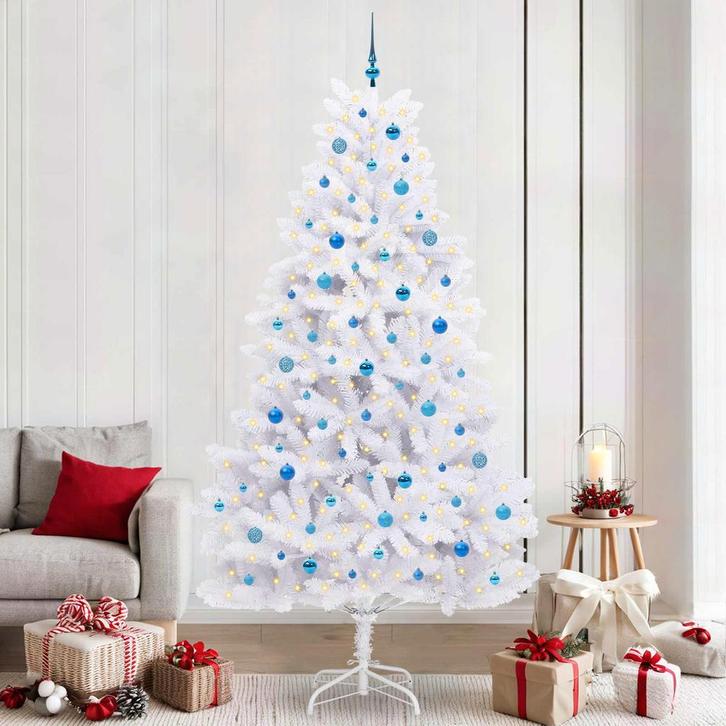 vidaXL Kunstmatige Inklapbare Kerstboom Wit 240 cm PVC en, Diversen, Kerst, Nieuw, Verzenden
