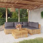 vidaXL 5-delige Loungeset met kussens massief teakhout, Tuin en Terras, Tuinsets en Loungesets, 4 zitplaatsen, Verzenden, Teakhout