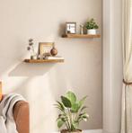 Set van 2 Zwevende Wandplanken – Vintage Bruin met Beugels, Huis en Inrichting, Kasten | Boekenkasten, Verzenden, Nieuw