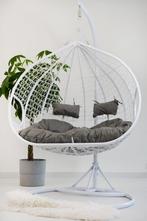 Hangstoel - 2 personen - met frame - wit-grijs - tot 150 kg, Ophalen of Verzenden, Nieuw