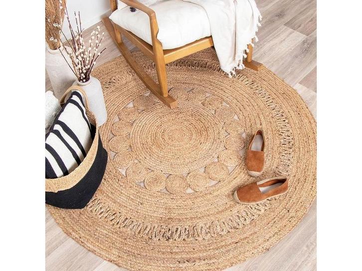 Fraai - Jute vloerkleed - Rond 150cm - Natuurlijk bruin, Huis en Inrichting, Stoffering | Tapijten en Kleden, Nieuw, Verzenden