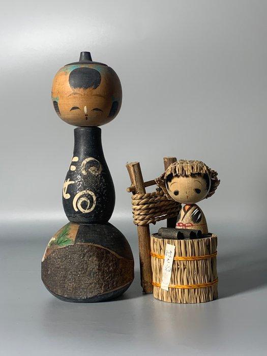 Figuur - Kokeshi dolls (2) - Hout, Antiek en Kunst, Curiosa en Brocante