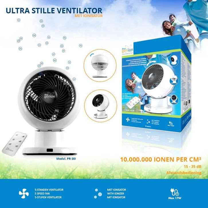 Ventilator met luchtzuiverende ionisator. Tafelventilator, Witgoed en Apparatuur, Ventilatoren, Ventilator met afstandsbediening