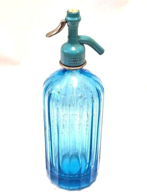 Fles - blauwe collectie sifon merk door het zuur en loden, Antiek en Kunst, Antiek | Wandborden en Tegels