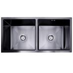 Dubbele Spoelbak | Wasbak | 87x44x20cm | RVS | Zwart, Huis en Inrichting, Keuken | Keukenelementen, Verzenden, Nieuw