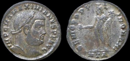 296-310ad Roman Maximianus silvered Ae follis Genius stan..., Postzegels en Munten, Munten | Europa | Niet-Euromunten, Verzenden