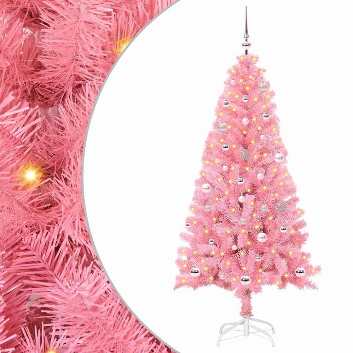 vidaXL Kerstboom met 150 LED met standaard Roze 150 cm PVC, Diversen, Kerst, Nieuw, Verzenden