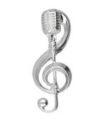 Zilveren Microfoon met muzieksleutel groot kettinghanger, Sieraden, Tassen en Uiterlijk, Nieuw, Verzenden