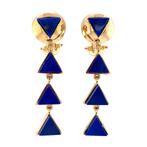 Gouden oorclipis met lapis lazuli 18 krt, Ophalen of Verzenden, Nieuw