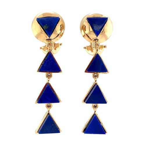 Gouden oorclipis met lapis lazuli 18 krt, Sieraden, Tassen en Uiterlijk, Oorbellen, Nieuw, Ophalen of Verzenden