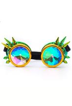 Goggles Steampunk Bril Spikes Geel Groen Montuur Caleidoscoo, Kleding | Dames, Nieuw, Carnaval, Ophalen of Verzenden