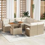 vidaXL Tuin Sofa Set 9 pcs Beige en Crème Groot Riet en, Verzenden, Nieuw, Rotan
