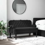 vidaXL Bankje met rugleuning 119,5x64,5x75 cm fluweel zwart, Verzenden, Nieuw, Stof
