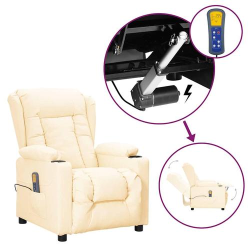 vidaXL Sta-op-massagestoel kunstleer crèmekleurig, Sport en Fitness, Massageproducten, Nieuw, Verzenden