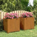 vidaXL Plantenbakken met poten 2 st roestig 49x47x50 cm, Verzenden, Minder dan 60 cm, Nieuw, Metaal