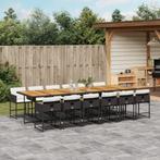 vidaXL 13-delige Tuinset met kussens poly rattan zwart, 2 zitplaatsen, Nieuw, Tuinset, Verzenden